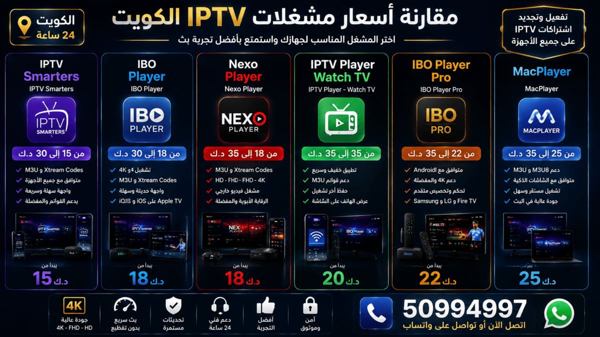 اشتراكات وتفعيل مشغلات IPTV الكويت مقارنة أسعار مشغلات IPTV في الكويت